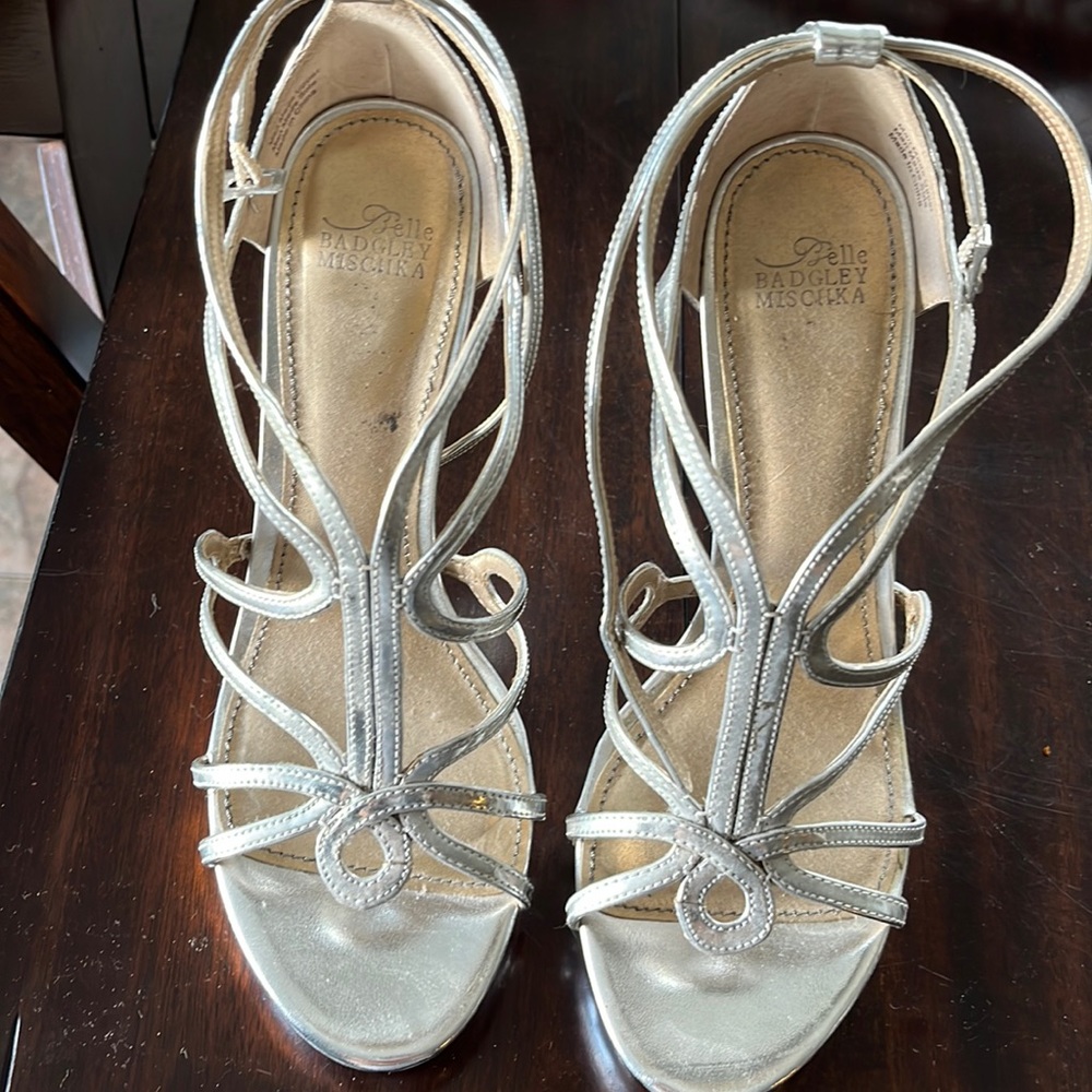 Silver, high healed shoes